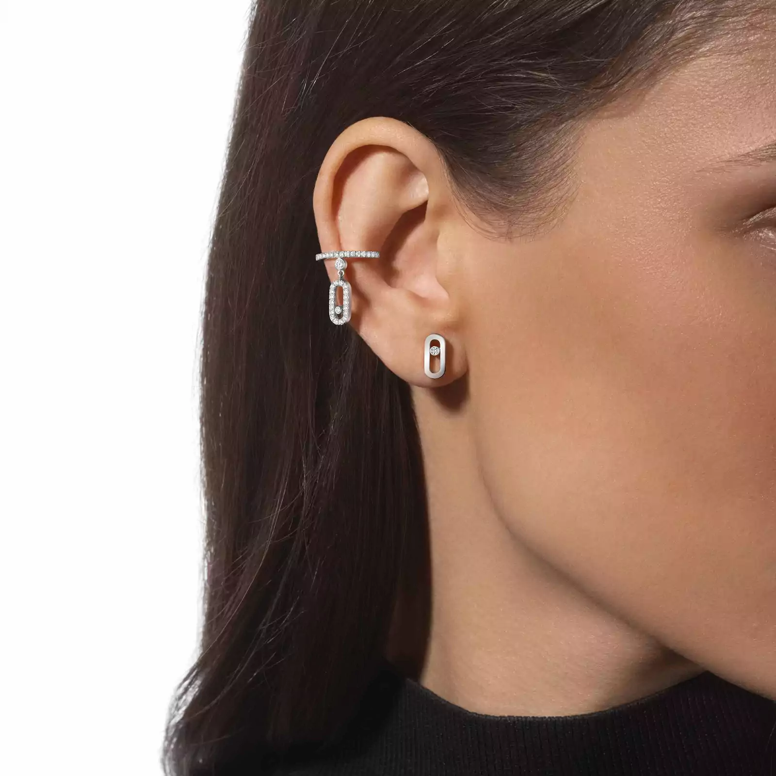 Gold Move Uno Stud Earrings White Gold For Her Diamond Earrings 12305-WG