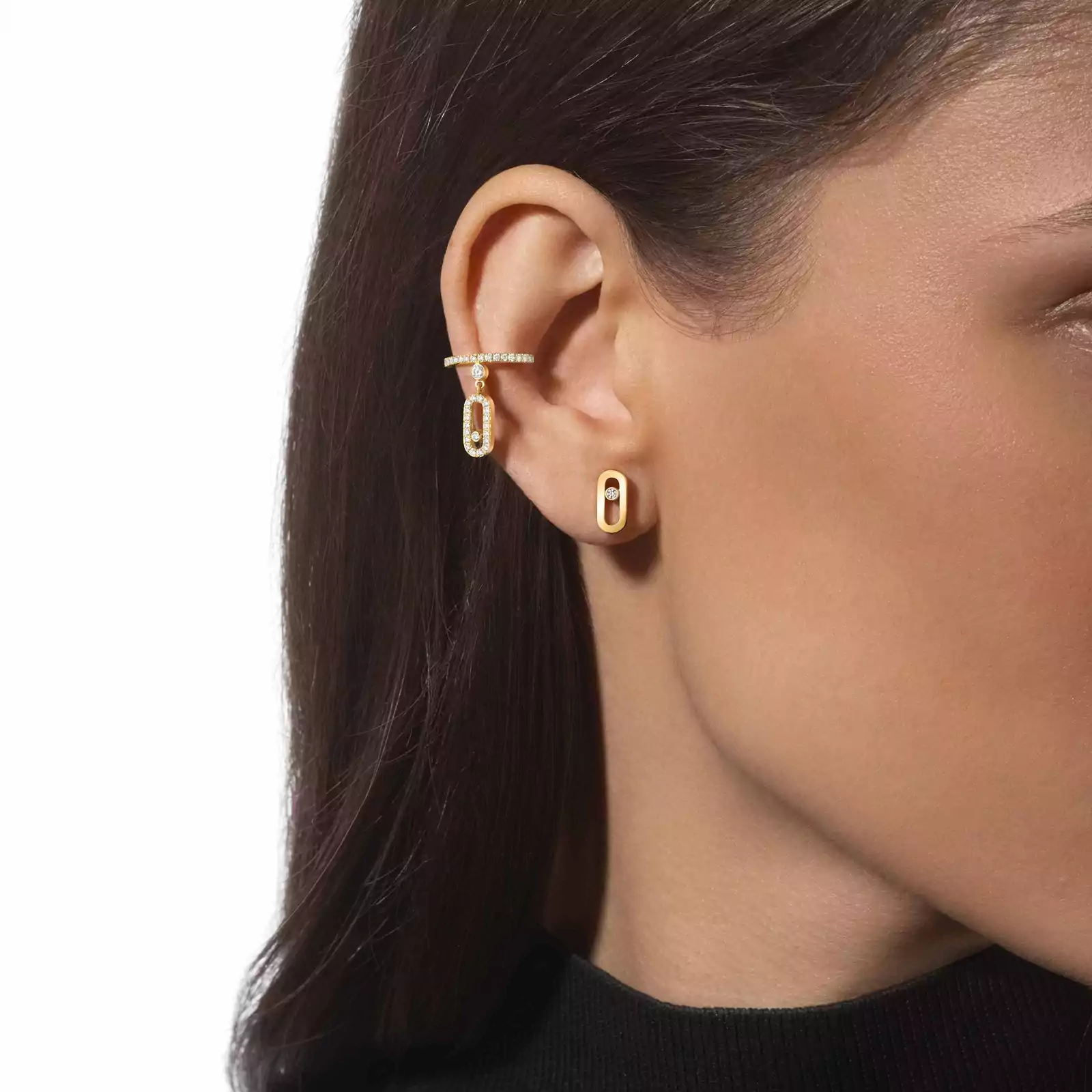 Gold Move Uno Stud Earrings Yellow Gold For Her Diamond Earrings 12305-YG