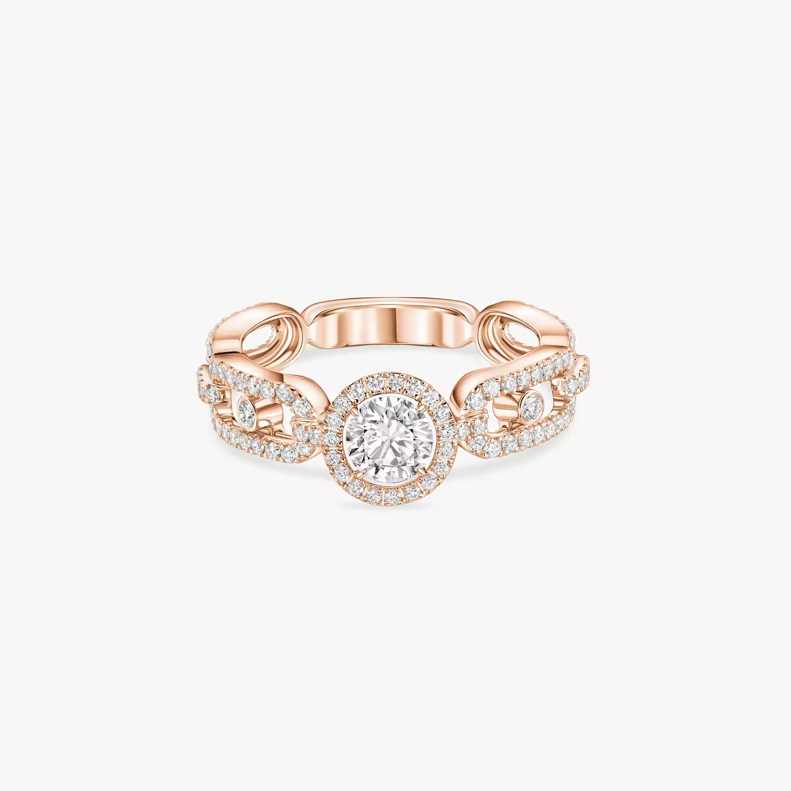 Move Link Solitaire 0.30ct Pink Gold For Her Diamond Ring 13747-PG