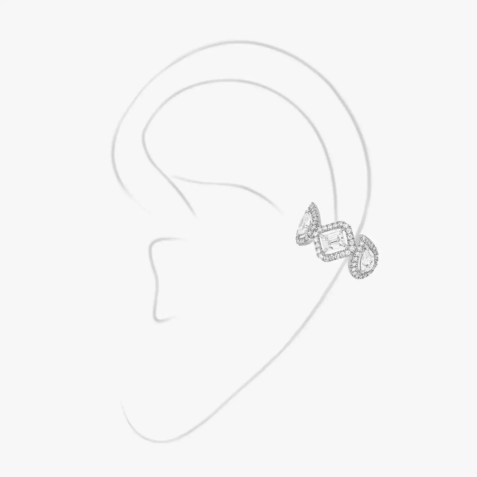 My Twin Mono Earring Middle 3x0.10ct White Gold For Her Diamond Earrings 10026-WG