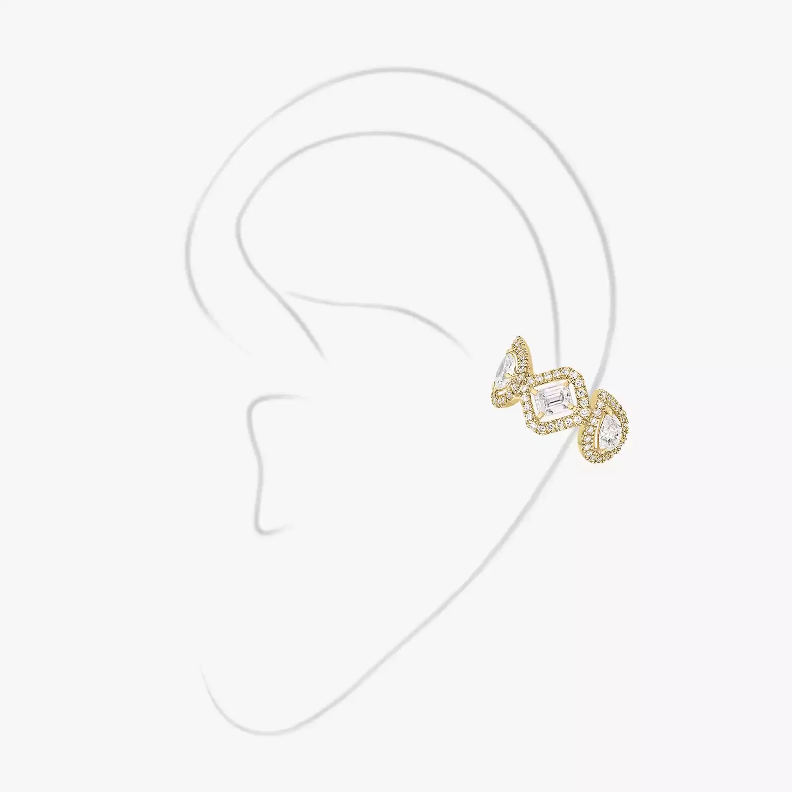 My Twin Mono Earring Middle 3x0.10ct Yellow Gold For Her Diamond Earrings 10026-YG