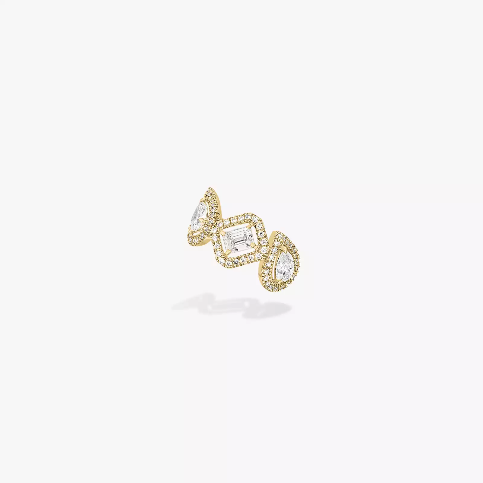 My Twin Mono Earring Middle 3x0.10ct Yellow Gold For Her Diamond Earrings 10026-YG