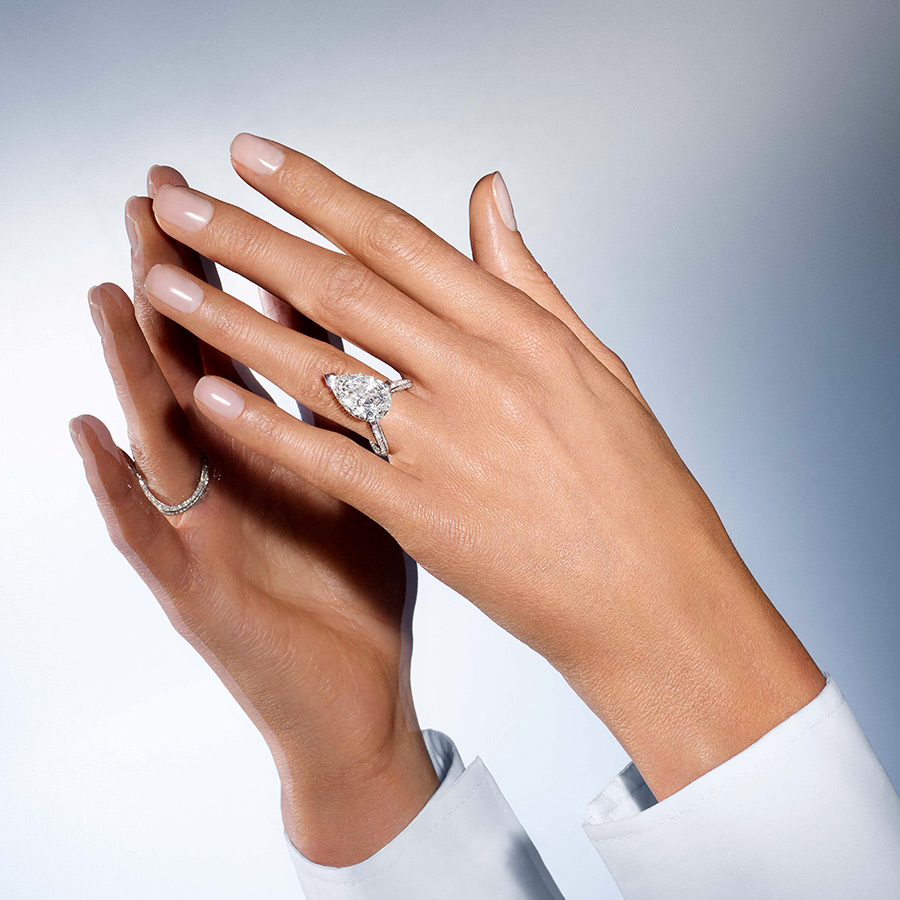 Diamond engagement ring close-up